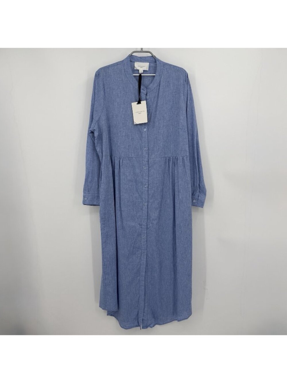 Pomander Place by Tuckernuck Chambray Lydell Maxi Shirt Dress XL 100% Cotton